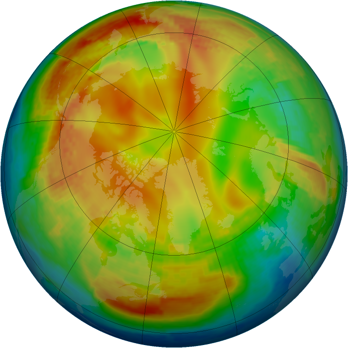Arctic ozone map for 31 January 2004